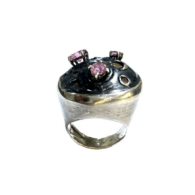 Anello con 3 zirconi rosa modello 31.38
