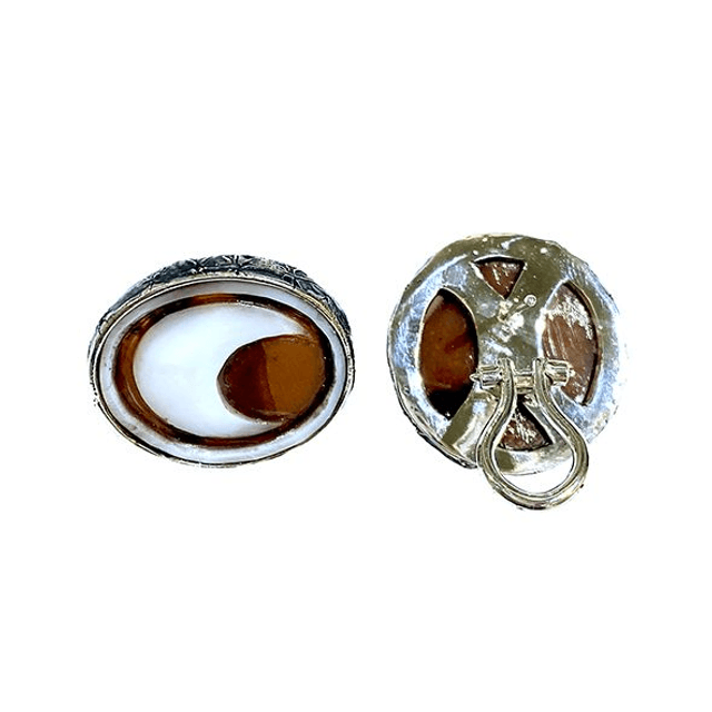 Orecchini luna con cammeo sardonico modello 0398