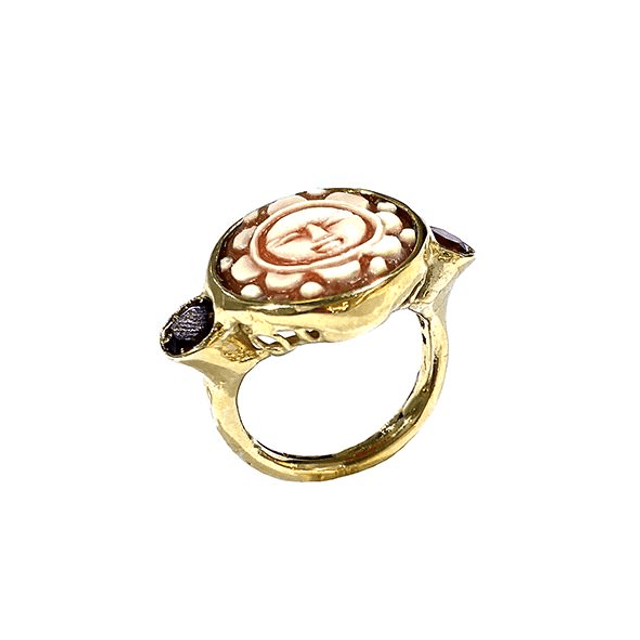Anello con cammeo sardonico e zirconi modello 0403