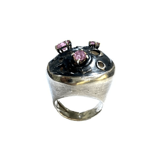 Anello con 3 zirconi rosa modello 31.38