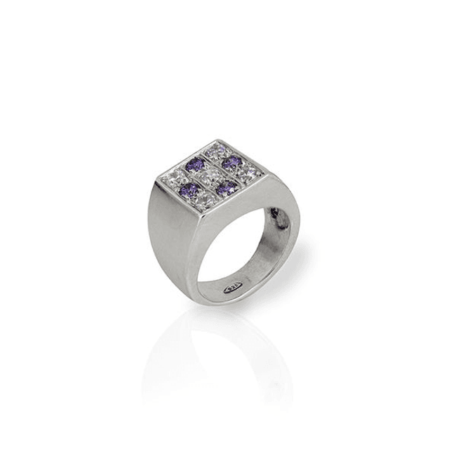 Anello quadrato con zirconi