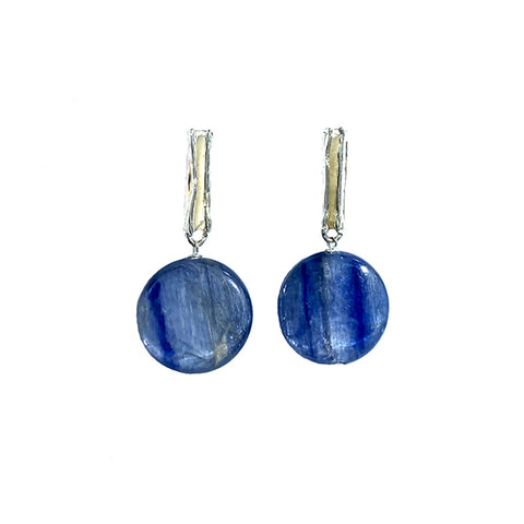 Silver weeping willow earrings with kyanite model 0389