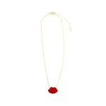 Lolita necklace with red lips.