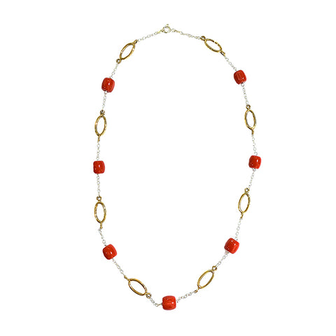 Choker chain necklace with corals model 0227