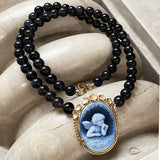 Cameo necklace with engraved angel model 0343